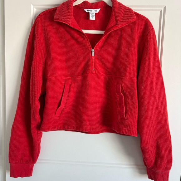 Athleta waffle Half-Zip Top - Cardinal Red, XS - Picture 2 of 5